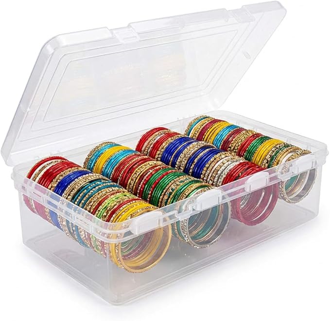 Plastic Bangles Box For Women with Adjustable 4 Rods | Multipurpose Jewellery Storage Boxes & Bangles Organizers For Travel, Chudi, Bracelet, Watches, Jewellery, Bride, Return Gift- Pack of 1