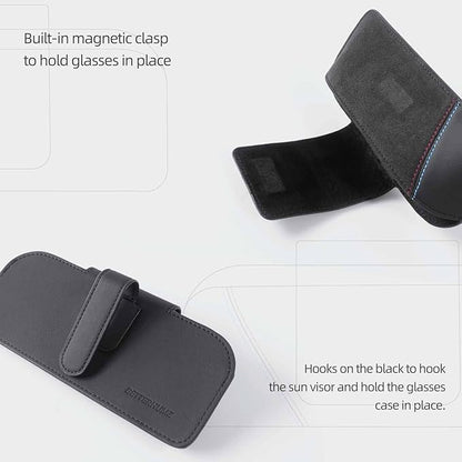 BETTERHUMZ Car Eyeglasses Holder Storage Case Compatible with BMW 5 6 GT X5 X6 Serie E60 E70 E71 G30 G38 525i 530i 540i for Alcantara Sunglasses Organizer Box Accessories (NAPA leather)