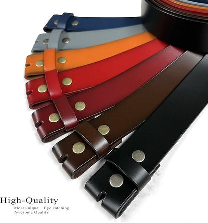 Men's Replacement Belt Strap 100% Genuine Leather Plain Casual Belt Strap with Snaps 1-1/2"(38mm) Wide