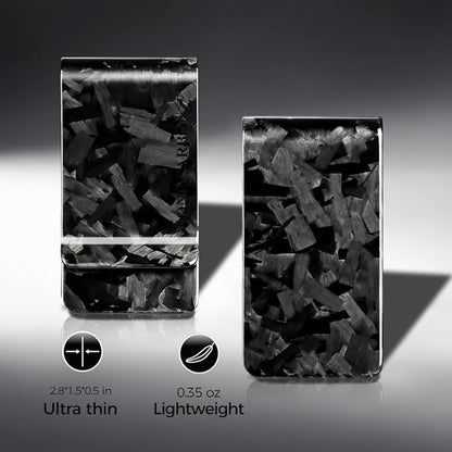 MONOCARBON Carbon-Fiber-Money-Clip-for-Men, Minimalist-Money-Holder for Cash, High Elastic Carbon-Fiber-Wallet, Slim and Durable