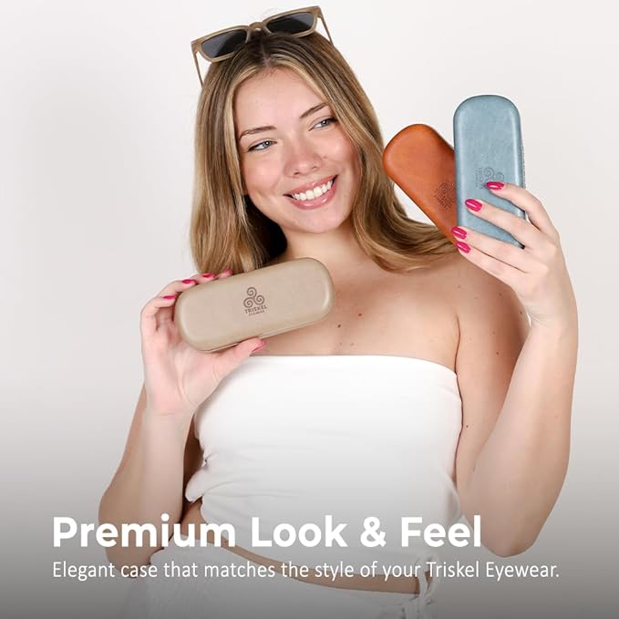 Rounded Rectangle Glasses Case – Hard Shell PU Leather Eyewear Case with Soft Lining & Magnetic Closure