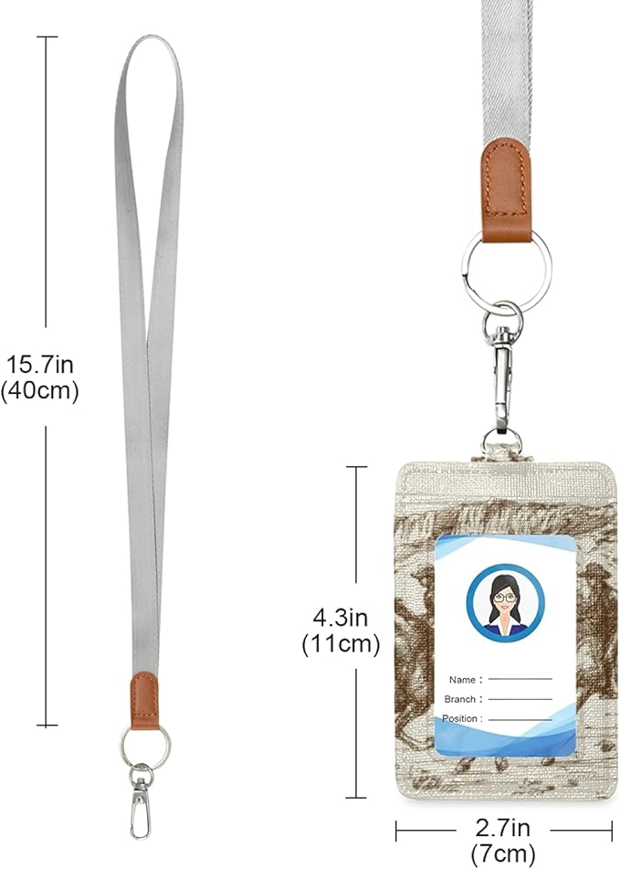 xigua ID Badge Holder with Removable Lanyard PU Leather Cards Holder for Office Men Women, Western Desert Cowboy