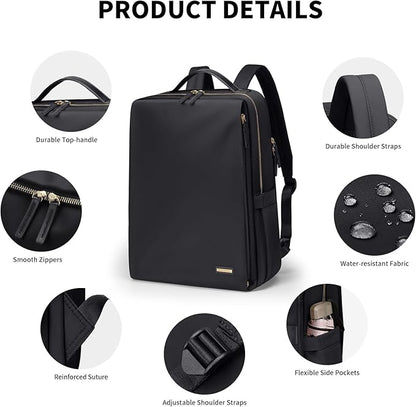 GOLF SUPAGS Stylish Laptop Backpack for Women Airline Approved Perfect for Work College and Travel Multi-Functional Casual Daypack Fits 15.6 Inch Notebook (Black)