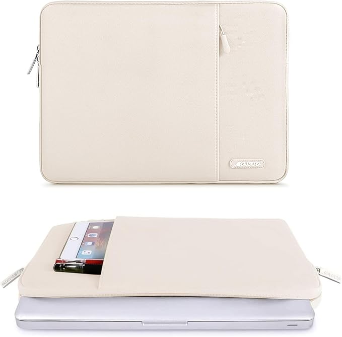 MOSISO Laptop Case 16 inch, 15-15.6 inch Laptop Sleeve Compatible with MacBook Pro 16 M5 M4 M3 M2 M1, HP Acer Dell Lenovo ASUS, Polyester Vertical Computer Sleeve Bag with Pocket, Sand