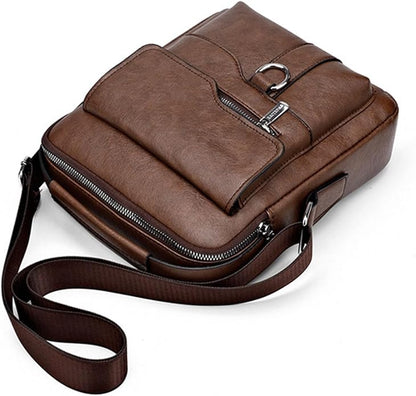 Small Crossbody Bag, Mens Shoulder Bag, Vintage leather Bag Office Business for Men, Handbag Purse Zipper