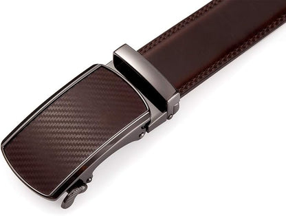 Lingli Men's Belt,Ratchet Dress Belt with Automatic Buckle Brown/Black-Trim to Fit-35mm wide