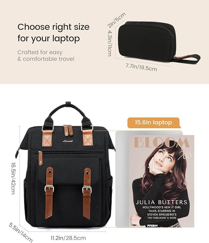 LOVEVOOK Laptop Backpack for Women, Teacher Nurse Work Laptop Bag, Waterproof Travel Backpack Purse, Business Computer Back Pack, Cute Bookbag College Student Gift Nursing School Backpack, 15.6 Inch