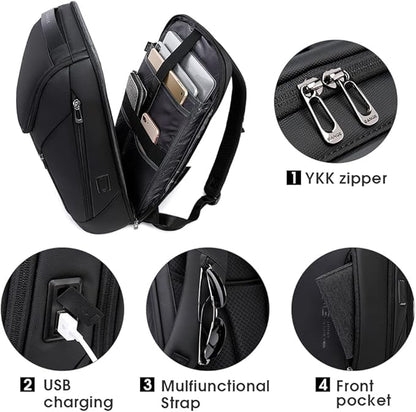 BANGE Business Smart Backpack Waterproof fit 15.6 Inch Laptop Backpack with USB Charging Port,Travel Durable Backpack