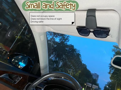 CHOSMOYI 2 Packs Sunglasses Holder for Car, Sunglass Clip for Car Visor, Magnetic Leather Car Eyeglass Holder and Ticket Card Clip, Suitable for Different Size Eyeglasses(Black
