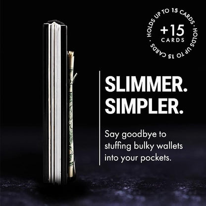 Mountain Voyage Co Minimalist Wallet for Men & Women - Slim RFID Wallet, Scratch Resistant, Credit Card Holder & Money Clip, Easily Removable Money & Cards, (Matte Carbon Fiber)