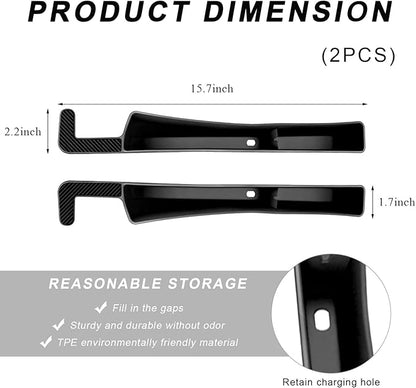 2PCS Car Seat Gap Filler Organizer, Multifunctional Seat Side Gap Filler with Phone Holder, Auto Crevice Blocker Between Seats for Prevent Essential Items from Falling (Black)
