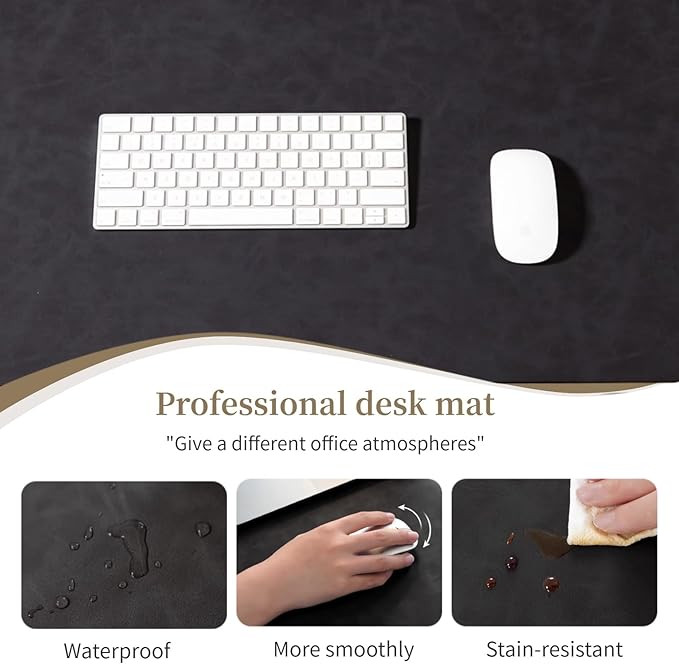 Leather Desk pad for Computer and laptops, Ideal for Gaming and Office use, Large Mouse pad and Keyboard mat,Desk mat Special for man. A complimentary Wrist pad and Phone Stand.(Black, 15.7"x 31.5")