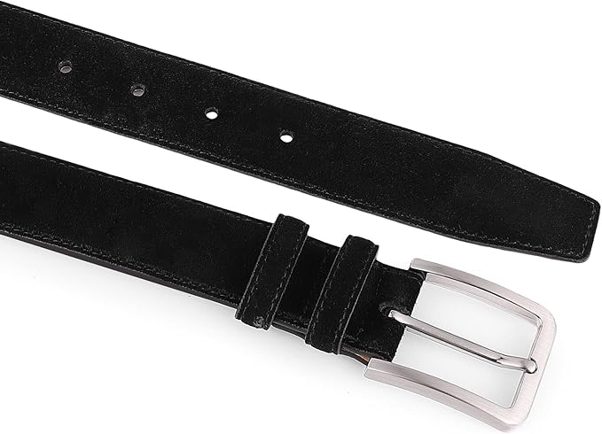 Men's Belt Casual Genuine Leather Suede Belts for Men 1 3/8" Wide Elegant Golf Dress Belt