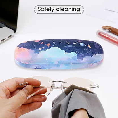 PERFECTSIGHT Hard Shell Eyeglasses Case, PU Leather Protective Glasses Case, Cute Eyeglass Case for Women Men Girls