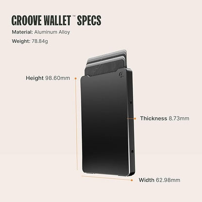 Groove Life Magnetic Thumb Swipe Mens Wallet Midnight Black with Money Clip - Minimalist Low Profile Aluminum Credit Card Holder with RFID Blocking, Lifetime Coverage