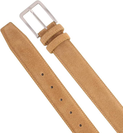 Men's Belt Casual Genuine Leather Suede Belts for Men 1 3/8" Wide Elegant Golf Dress Belt