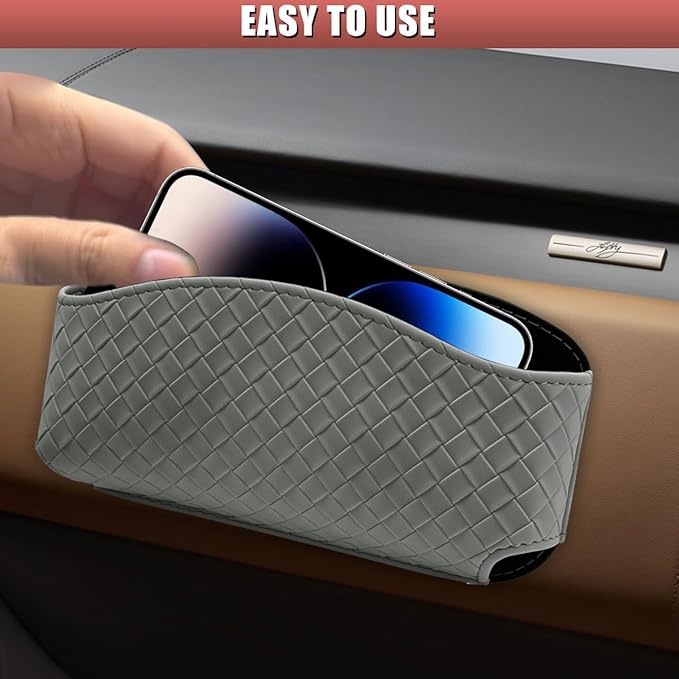 Sunglasses Holder for Car Visor, Leather Auto Glasses Storage Case, Car Sun Visor Eyeglasses Holder Protective Box, Universal Automotive Interior Accessories for Man Women (Grey)
