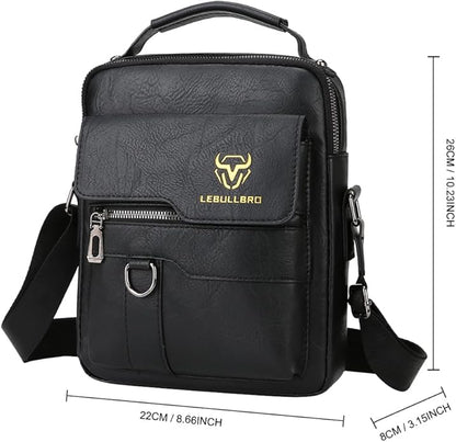 Shoulder Bag for Men Crossbody Bags Leather Sling Bag Messenger Bags with Multiple Pockets Business Outdoor