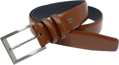 IZOD Men's Leather Belt - Feather Edge Stitching, Double Loop Strap, 1 3/8" for Work, Dress, Casual