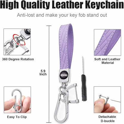 7 Buttons Compatible with Hyundai Key Fob Cover Accessories, Fits for Sonata Santa Fe Tucson KONA Grandeur Ioniq 6, Soft TPU Key Case with Leather Keychain (Purple)
