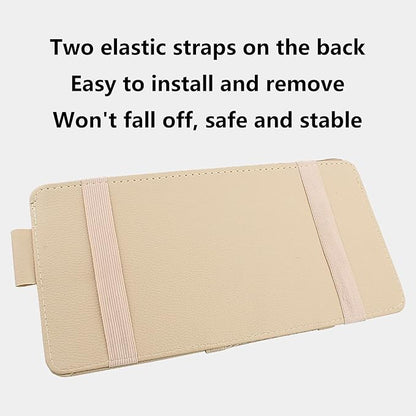 Black Multifunctional Car Sun Visor Organizer Sun Visor Caddy Sunvisor Pouch Visor Storage with a Zipper Bag Car Visor Accessories,3 Cards Holder,CD Glasses Pen Holder