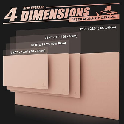 K KNODEL Large Office Leather Desk Mat, Mouse and Keyboard Pad, Computer and Laptop Mat, Desktop Protector and Cover, Writing Pad and Blotter (35.4"x17", Pink)