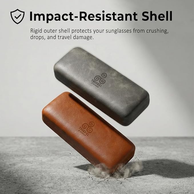 Premium Curved Rectangular Glasses Case, Hard Shell PU Leather Eyewear Holder. Magnetic Closure.