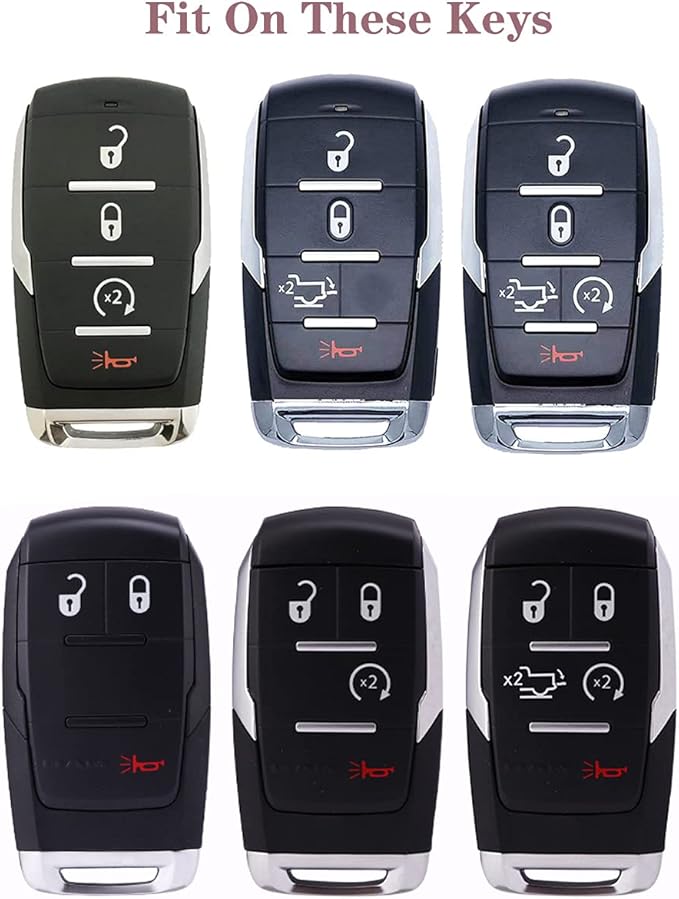 Horande 360 Degree TPU Protector Key Fob Cover Case fit for 2022 2021 2020 2019 Dodge Ram 1500 3500 5B Rubber Smart Keyless Entry Fob OHT-4882056 (Silver)