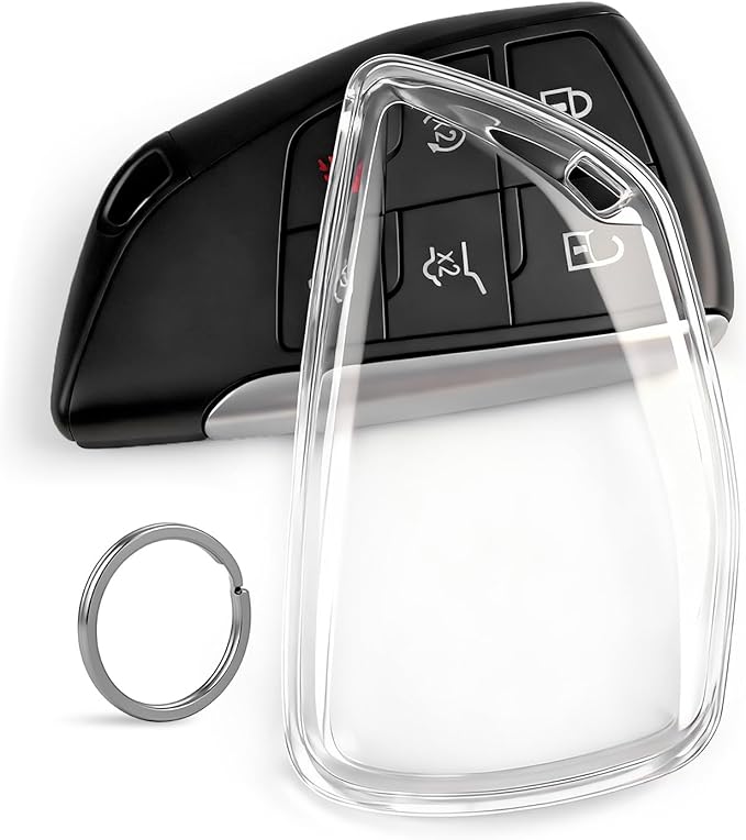 Clear TPU Key Fob Cover, Compatible with GMC Yukon Denali Sierra 2021-2026, Fit for Chevy Silverado Suburban Tahoe Buick etc, Transparent Soft Key Case (Clear, 1 Pcs)