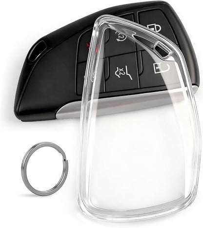 Clear TPU Key Fob Cover, Compatible with GMC Yukon Denali Sierra 2021-2026, Fit for Chevy Silverado Suburban Tahoe Buick etc, Transparent Soft Key Case (Clear, 1 Pcs)