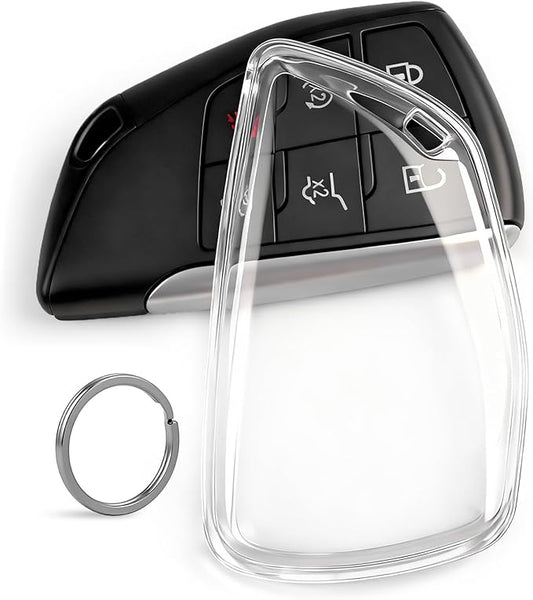 Clear TPU Key Fob Cover, Compatible with GMC Yukon Denali Sierra 2021-2026, Fit for Chevy Silverado Suburban Tahoe Buick etc, Transparent Soft Key Case (Clear, 1 Pcs)