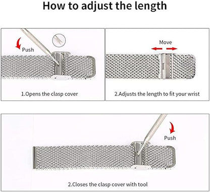 Moran Stainless Steel Mesh Watch Band Quick Release Replacement Strap 18mm 20mm 22mm for Men Women (Black,18mm)