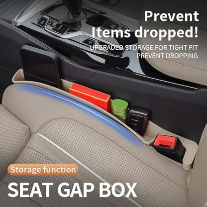 Car Seat Gap Filler, Seat Gap Organizer with Phone Holder, Car Seat Accessories, Car Organizer Fit SUV Truck-2PCS Beige