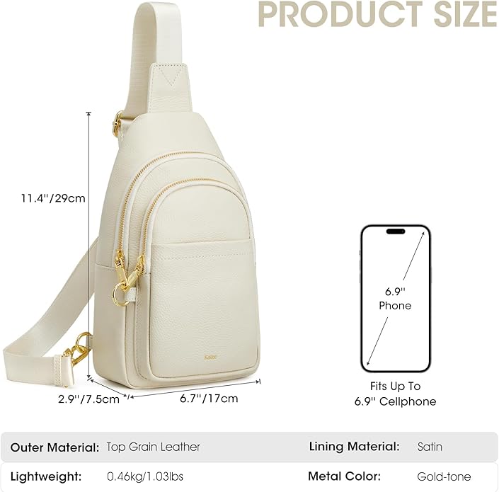 Kattee Sling Bag for Women, Leather Fanny Packs Crossbody Purse, Small Chest Bag for Travel with RFID Blocking