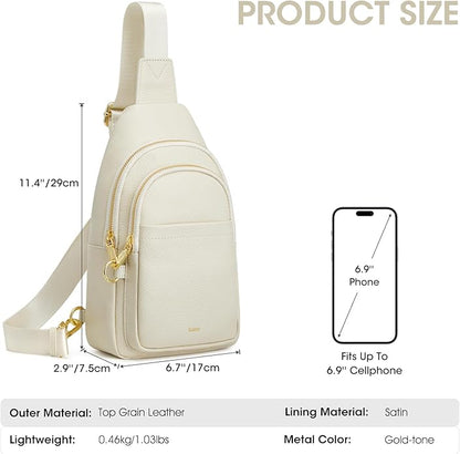 Kattee Sling Bag for Women, Leather Fanny Packs Crossbody Purse, Small Chest Bag for Travel with RFID Blocking