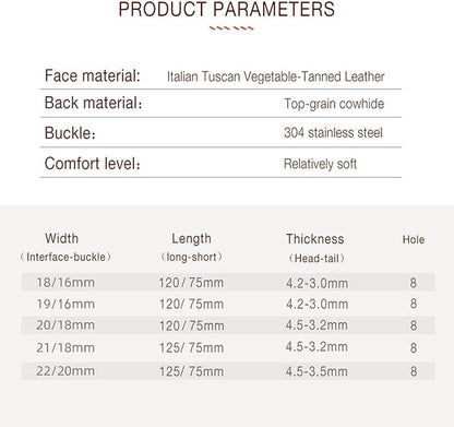 Getalia Italian leather Watch Band Tuscany Natural Vegetable-Tanned Full Grain Leather,14mm 16mm 18mm 19mm 20mm 21mm 22mm Quick Release Replacement Watch Straps for Men and Women Thick and Soft