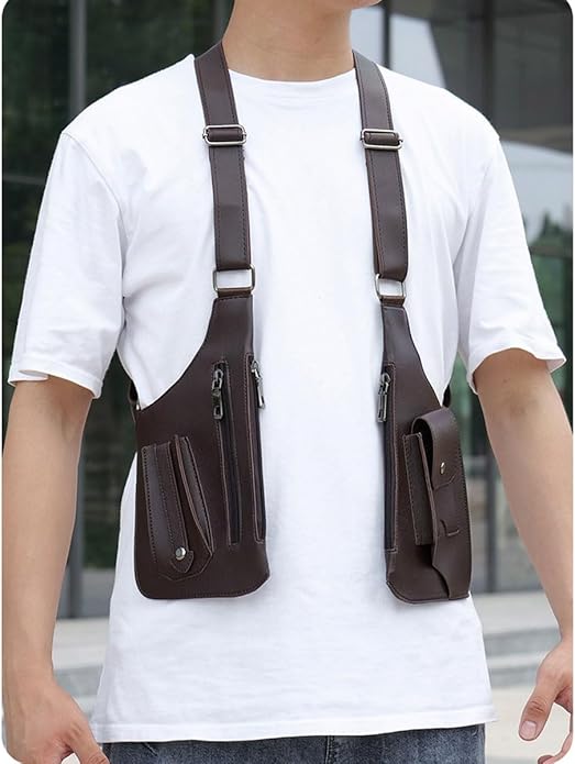 Double Shoulder Armpit Bag 2025 New Tactical Shoulder Bag for Men Multi-pocket Outdoor Anti-Theft Tactical Bag(Brown)