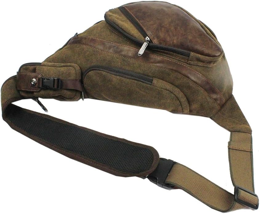 Hebetag Leather Sling Bag Crossbody Backpack for Men Women Travel Outdoor Camping