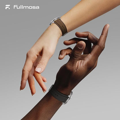 Fullmosa 18mm 20mm 22mm 24mm Leather Watch Bands, 2 Pack Soft Quick Release Watch Strap Compatible with Garmin Vivoactive 5/6/4/3, Venu 4/3S/2S, Samsung Galaxy Fossil Amazfit for Men Women,22mm Saddle Brown&Silver/Black&Silver