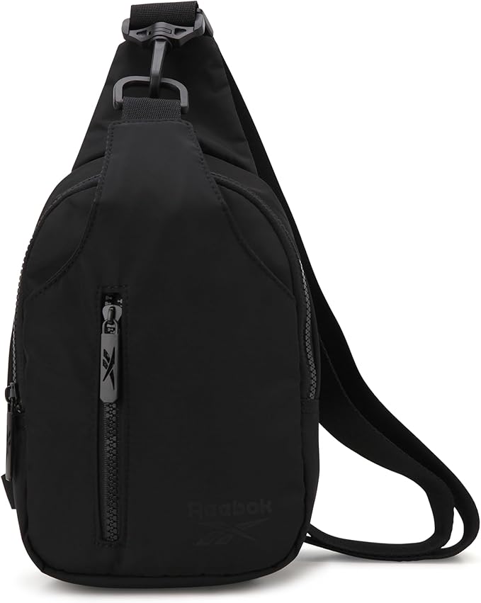 Reebok Unisex Crossbody Sling Bags – Compact Convertible Strap Cross Body Bag Travel Sling Bag - Gym & Travel Essential, Berry Black