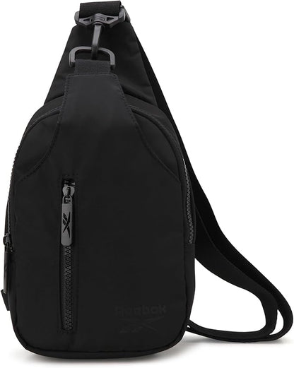 Reebok Unisex Crossbody Sling Bags – Compact Convertible Strap Cross Body Bag Travel Sling Bag - Gym & Travel Essential, Berry Black