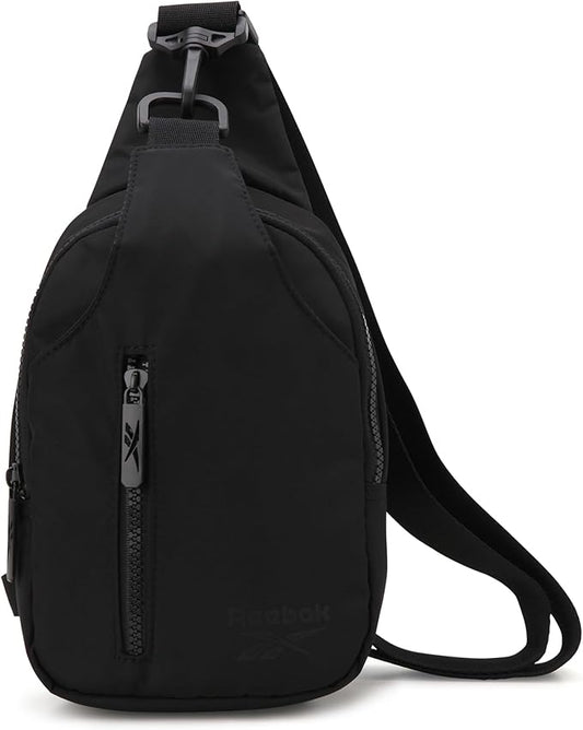 Reebok Unisex Crossbody Sling Bags – Compact Convertible Strap Cross Body Bag Travel Sling Bag - Gym & Travel Essential, Berry Black