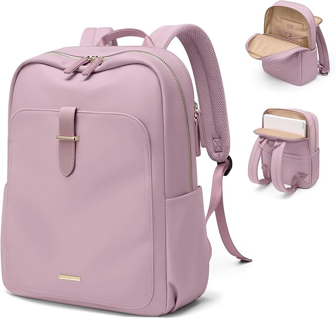 Laptop Backpack for Women,Casual Work Business Backpacks Purse Carry on Travel Backpack,17.3 Inch,Pinkish purple