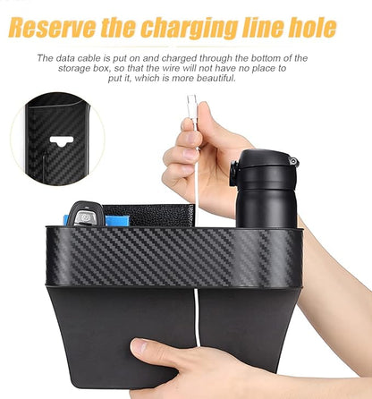 2 Packs Car Seat Gap Filler Organizer, Multifunctional Seat Gap Storage Box with Cup Holder, Console Side Extra Pouchs with USB Car Charger, Auto Accessories for Cellphone Wallet Key