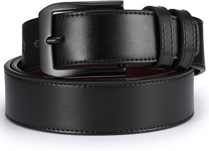 beltox fine Men’s Casual Leather Jeans Belts 1 1/2” Wide 4MM Thick Alloy Prong Buckle Work Dress Belt for Men
