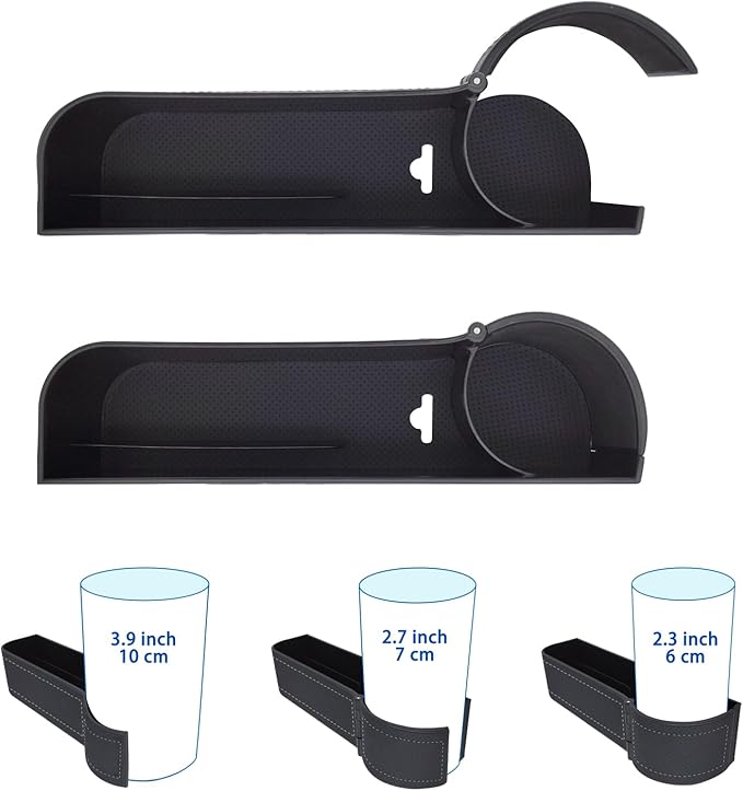 BAILISI Car seat gap filler organizer,Multi-function car seat storage box 2 packs,Adjustable Cup Holder car console side storage box Holders phone, sunglasses,car accessories (Black Style 4)