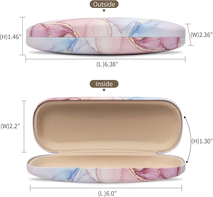 Glasses Case Hard Shell, Leather Protective Case for Sunglasses with Cleaning Cloth, Cute Eyeglass Cases for Women