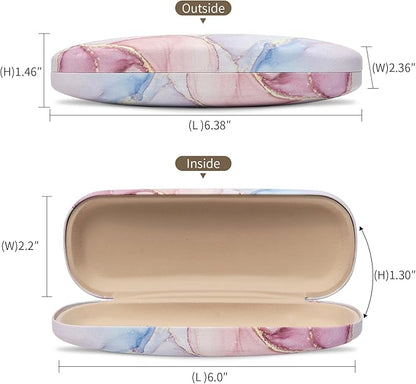Glasses Case Hard Shell, Leather Protective Case for Sunglasses with Cleaning Cloth, Cute Eyeglass Cases for Women