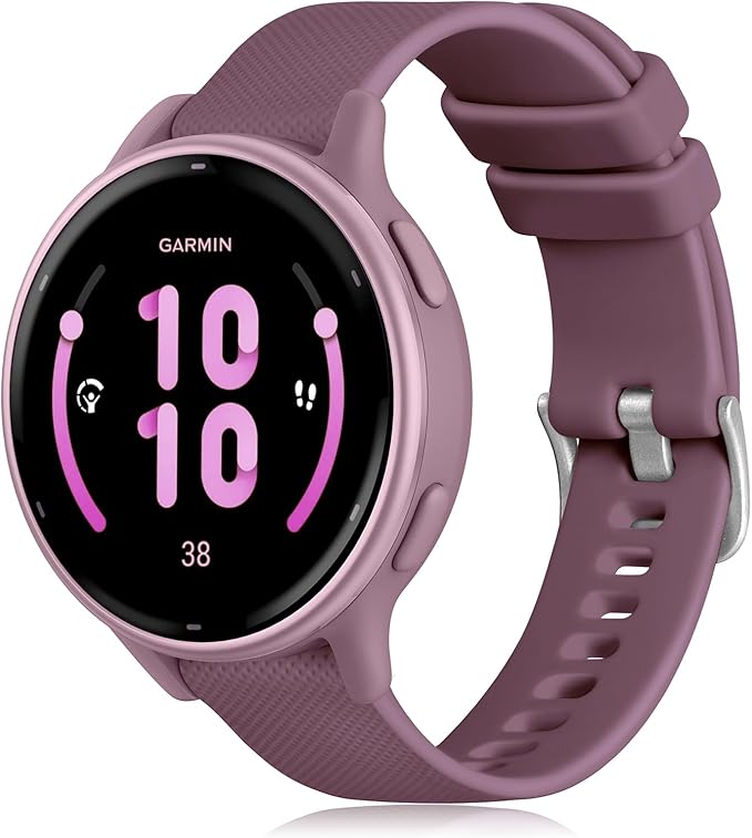 GEAK Compatible with Garmin Vivoactive 5 Watch Bands/Garmin Vivoactive 3 Watch Bands,20mm Silicone Band for Vivoactive 3 Music/Vivomove Sport,Forerunner 645/245 Music Smartwatch Women Men SmokeViolet