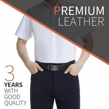 Zitahli Ratchet Belt for Men - 2 Packs Leather Mens belt For Gift Men Dress and Casual,Trim to Fit